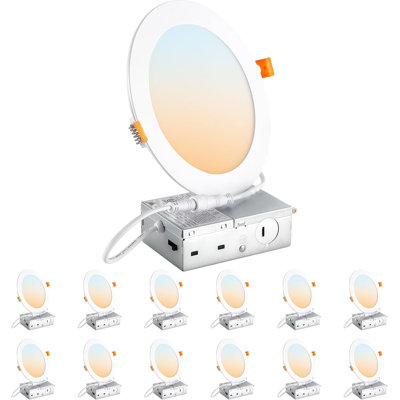 6 Inch Ultra-Thin LED Recessed Ceiling Light, 5CCT Dimmable Flush Mount Downlight