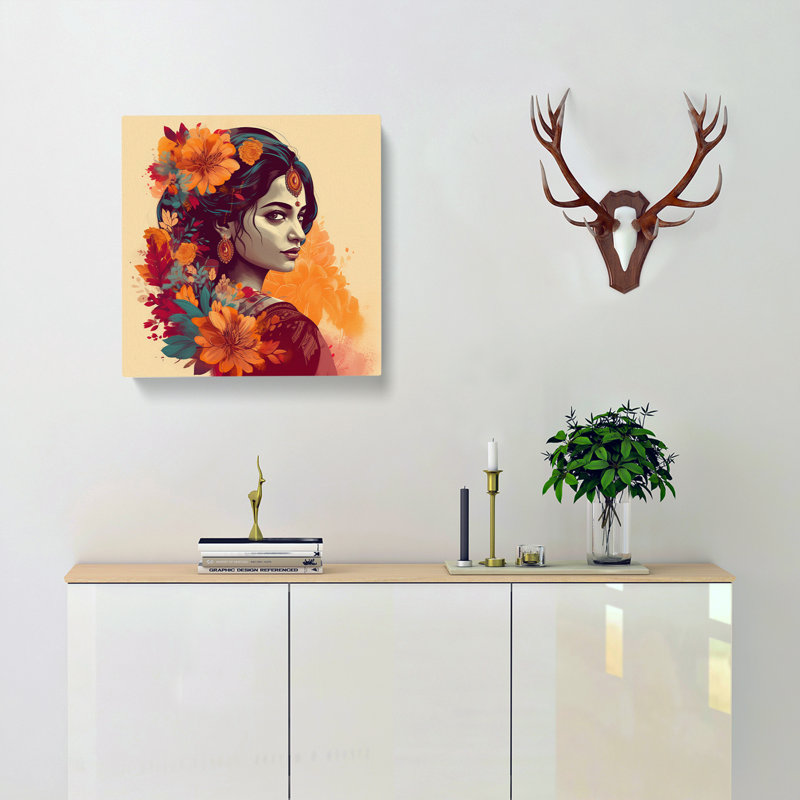 Indian Woman Floral - No Frame Print