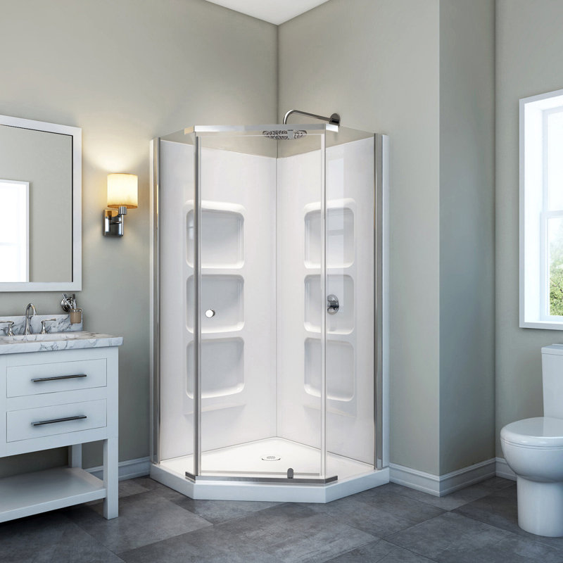 36'' W 75'' H Semi-Frameless Neo-angle Reversible Shower Kit