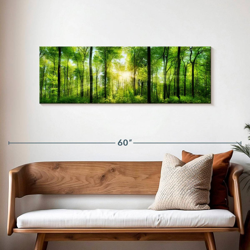 Paysage forestier sur toile, H 16 po x l 48 po