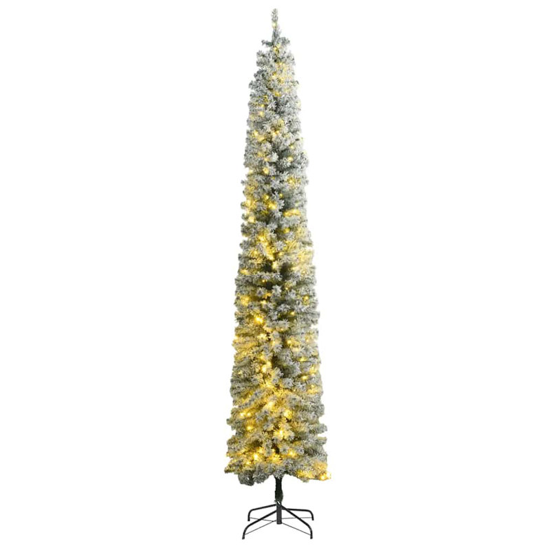 Slim Artificial Christmas Tree, Flocked Snow, 106.3", with 300 leds