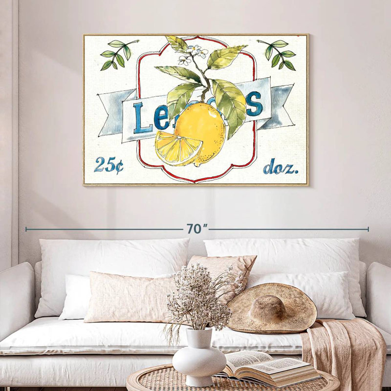 Plaque murale Fruit Stand II, Cadre flottant en bois naturel, 46 po x 31 po