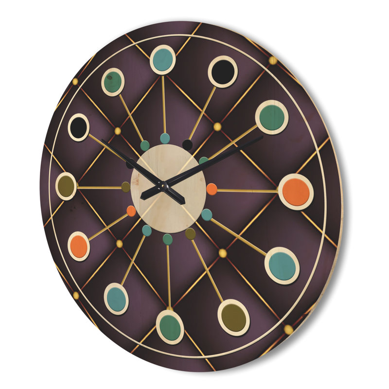 Motif matelassé - Horloge murale Mid-Century, Très grand