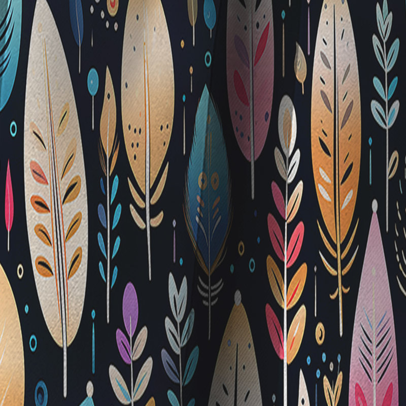 Tribal Dreamscape Feather Motif Boho II - Rideau occultant abstrait Boho - 1 panneaux, L 52 po x L 108 po