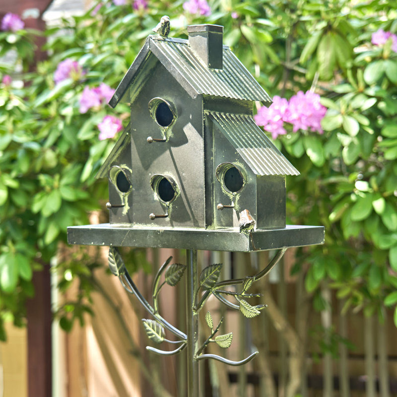 Newtown 76.75'' H x 16.25'' W x 8.5'' D Metal Multihome Birdhouse Stake