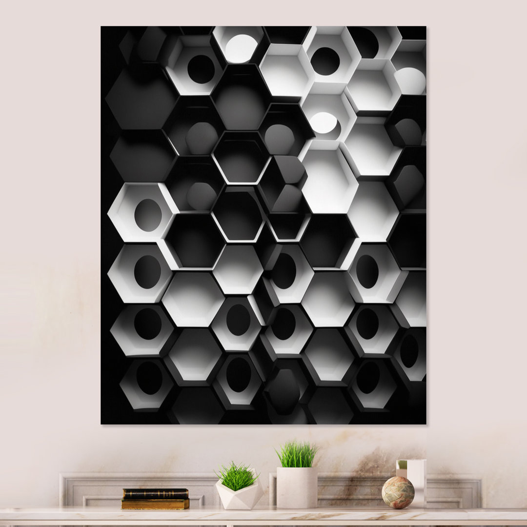 Abstract Geometric Black And White II - Geometric Metal Wall Décor Ivy Bronx 