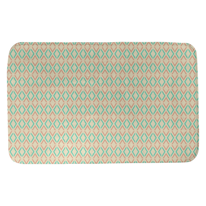 Tapis pour salle de bain diamants Leffel, l 17 po x L 24 po, Sarcelle / orange