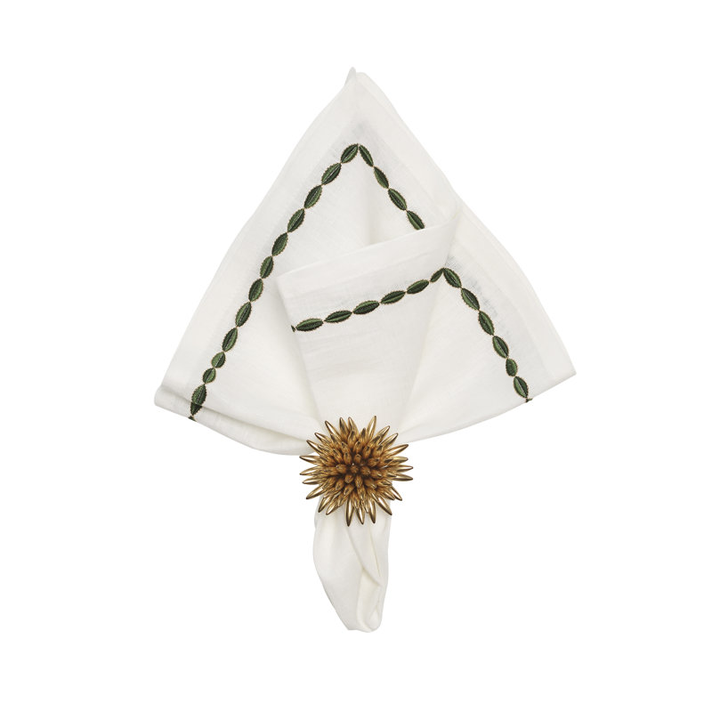 Swag Napkin, White/Green/Gold