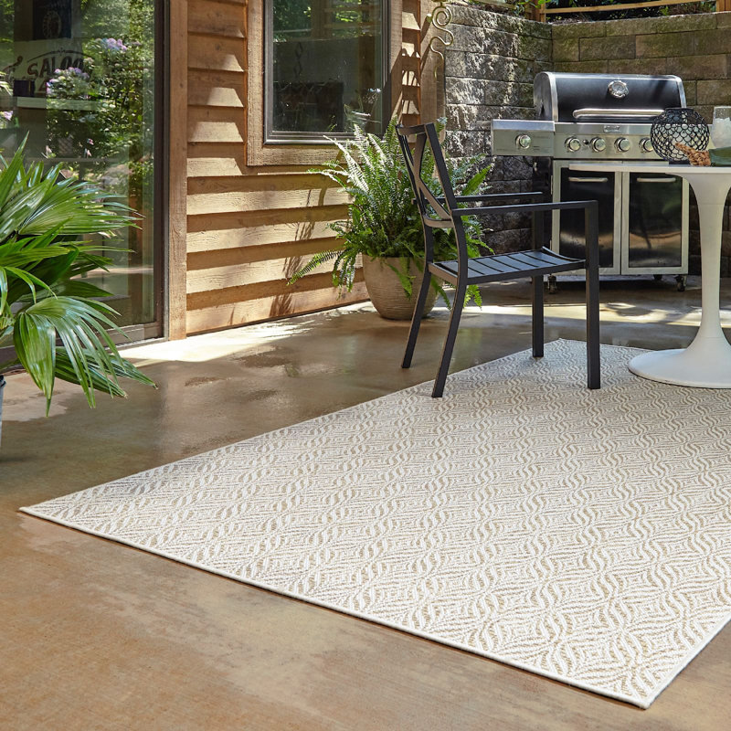 Outdoor Preen Area Rug Beige Color, Rectangle 8' x 11'4"