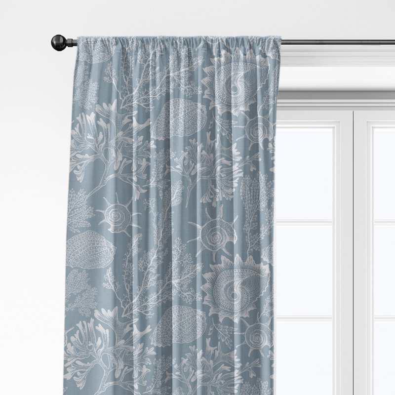 Shellabrate Cornflower Cotton Simple Top Pocket Drapery Panel Set of 2, 50" W x 108" L