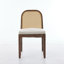 Ensemble de 2 chaises de salle à manger courbées arquées à dossier en canne, chaises d'appoint en bois massif de style Mid-Century avec coussin chenille