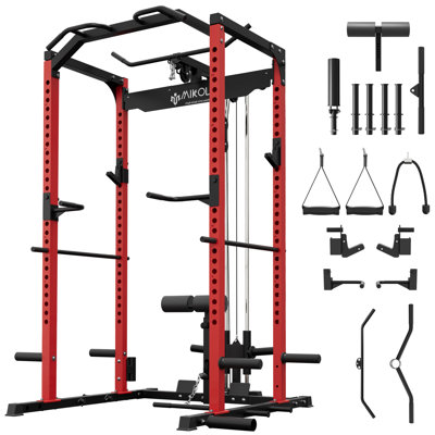 Mikolo F4 Power Rack, 1200 lb Capacity, Lat Pulldown And Cable System For Home Gym