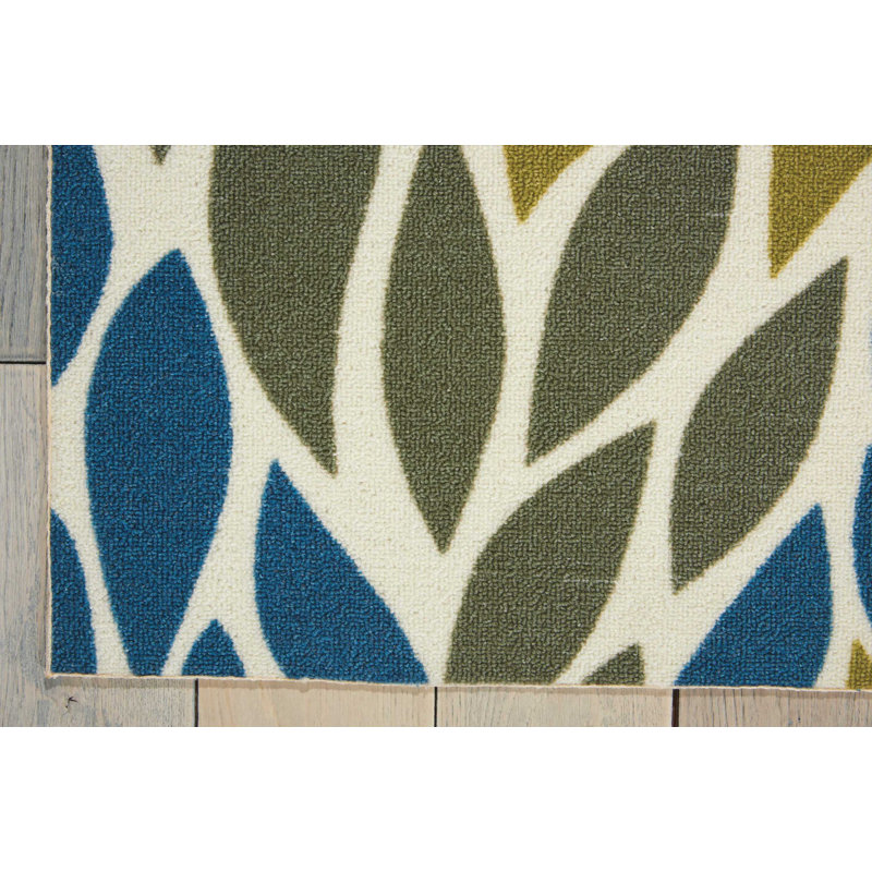 Tapis intérieur / extérieur bleu / marron Cadet, Rectangle 4'4" x 6'3"