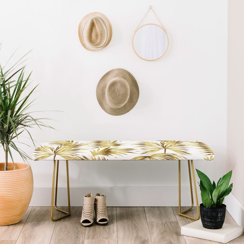 Marta Polyester Upholstered Bench, Gold/Floral