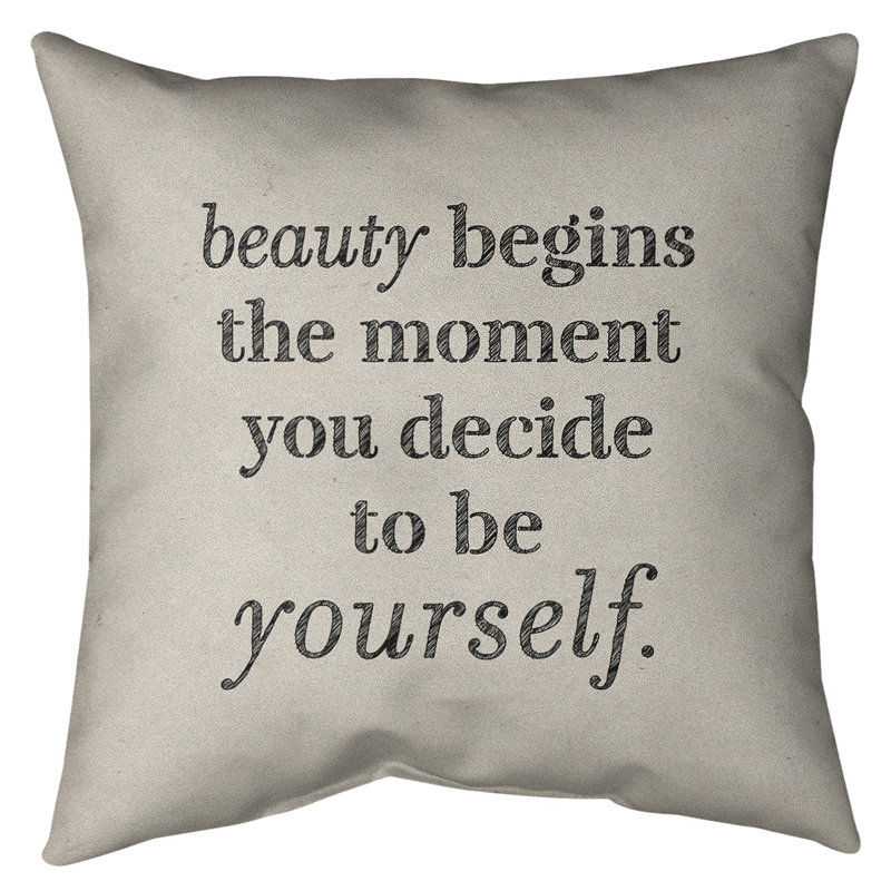 Coussin intérieur/extérieur véritable beauté, 16 po x 1 po, Blanc / noir