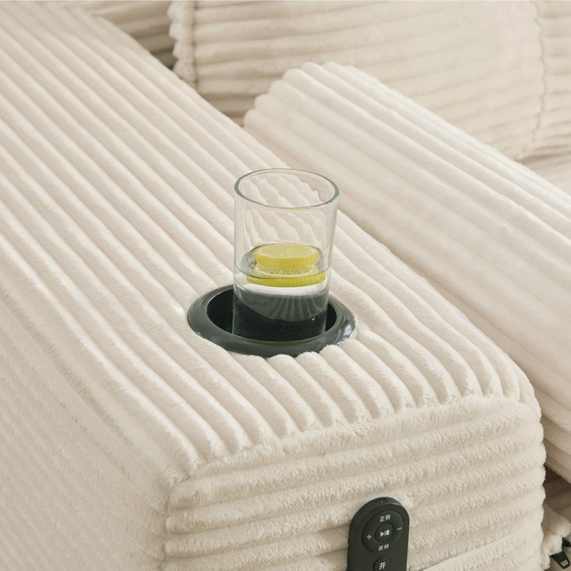 Canapé-lit convertible compact trois places au design minimaliste, Velours côtelé beige