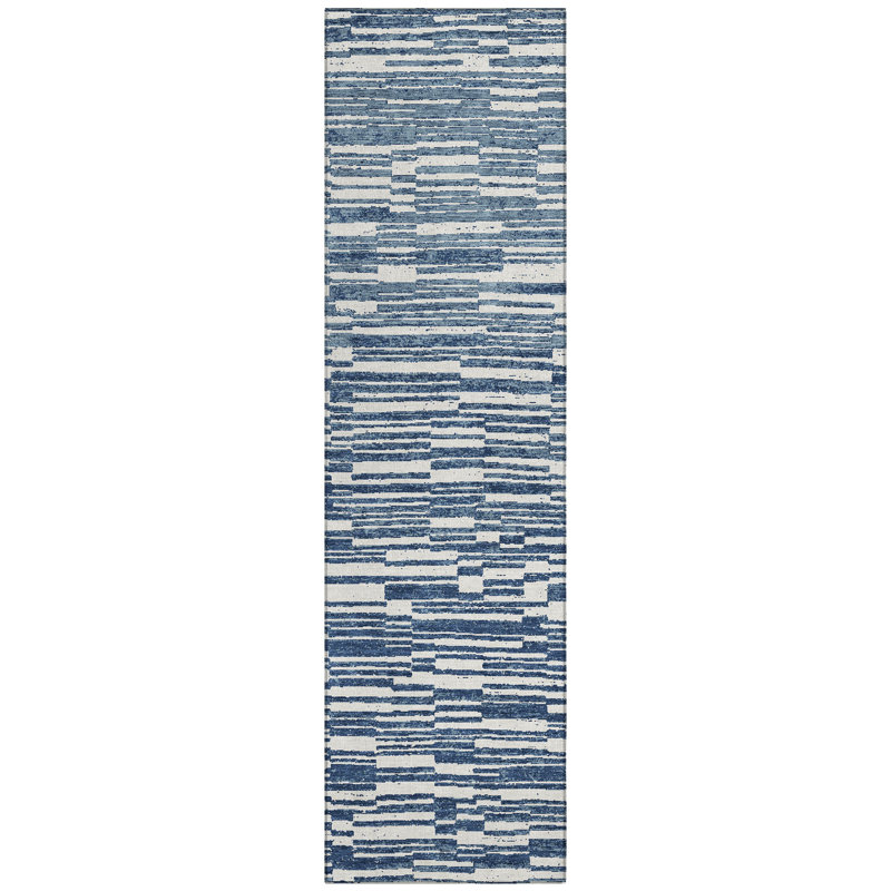 Tapis intérieur / extérieur lavable à la machine Chantille ACN2907, Marine, Tapis de couloir 2 pi 3 po x 7 pi 6 po