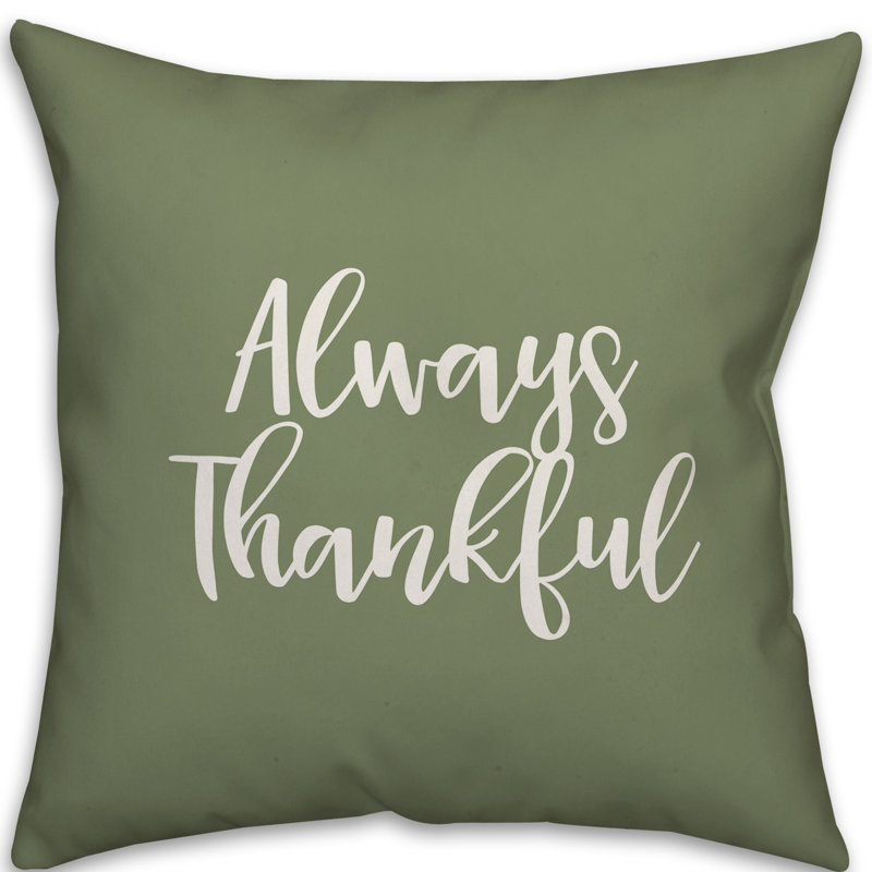  Housse de coussin Always Thankful, vert, Coussin décoratif