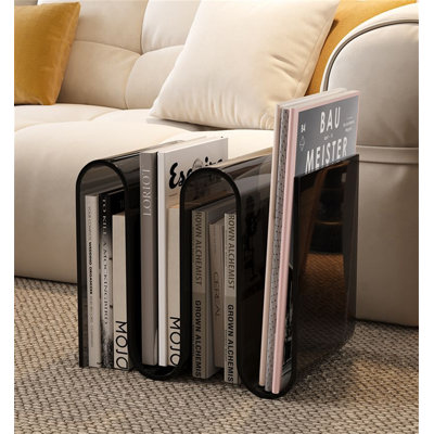 Modern Wave Acrylic Side Table - Transparent or Tinted Acrylic Multi-Tiered End Table for Living Room, Bedroom, or Hotel - Contemporary Minimalist Design with Magazine Storage