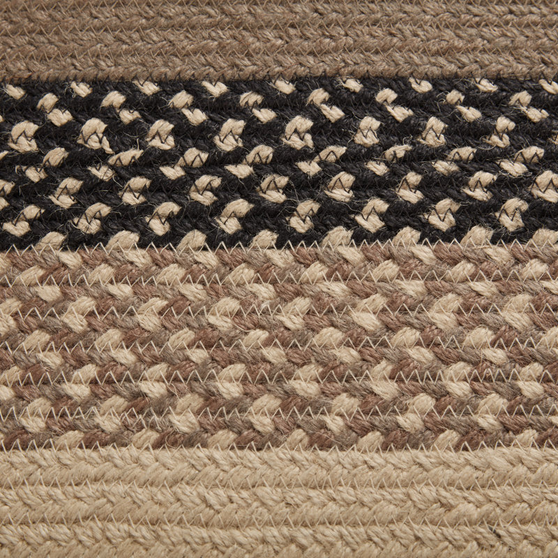  Tapis noir / gris à motif géométrique en jute tressé, Rectangle 5 po x 8 pi