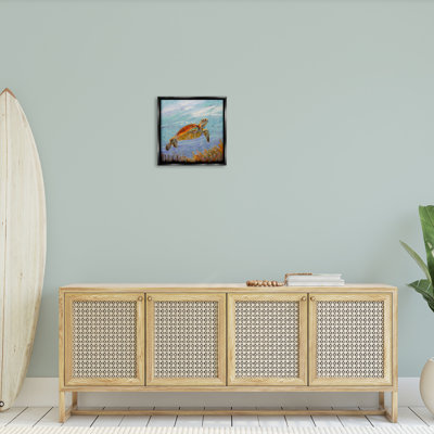 " Turtle Among Coral Reef Floater Frame " by Sandy Nelson