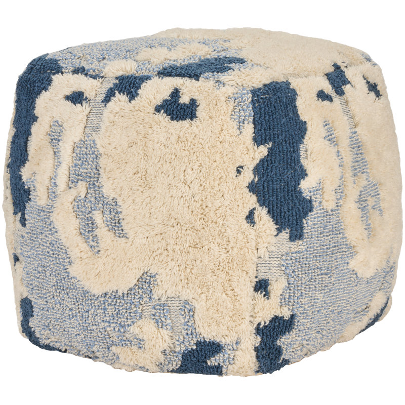 Wrought Studio™ Neyah 15" x 15" x 15" Beige Indoor Poufs, Blue
