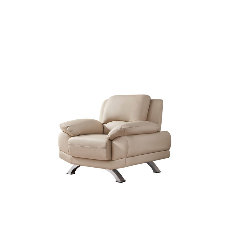 Fauteuil de 43 po de largeur, Cuir véritable beige