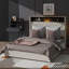 Structure de lit grand et moelleux en velours capitonné, avec USB et veilleuse, lit plateforme à oreilles avec rangement intégré pour la tête de lit-829399070-829399069