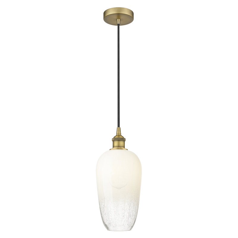 Edison - Caroline - Mini-luminaire suspendu à cordon 1 lumière 7 po, Laiton brossé, Opale