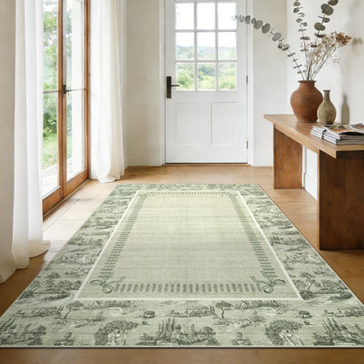 Tapis bohème vintage lavable à motif floral pour salon, lavable à la machine, style ferme