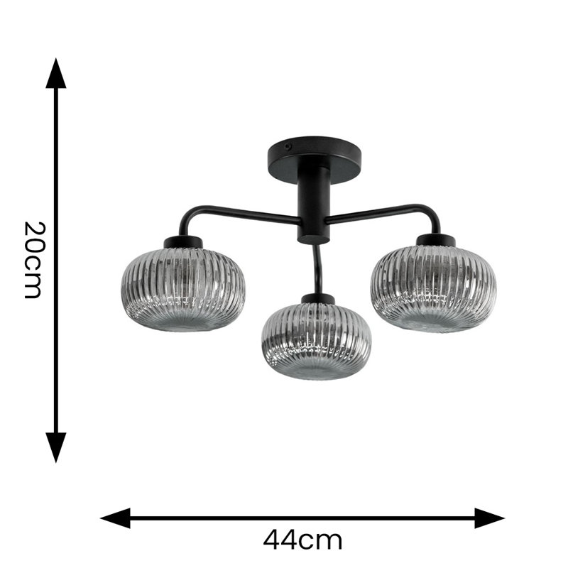 Abigahil Glass Semi Flush Mount, Yes, Matte Black, Smoked