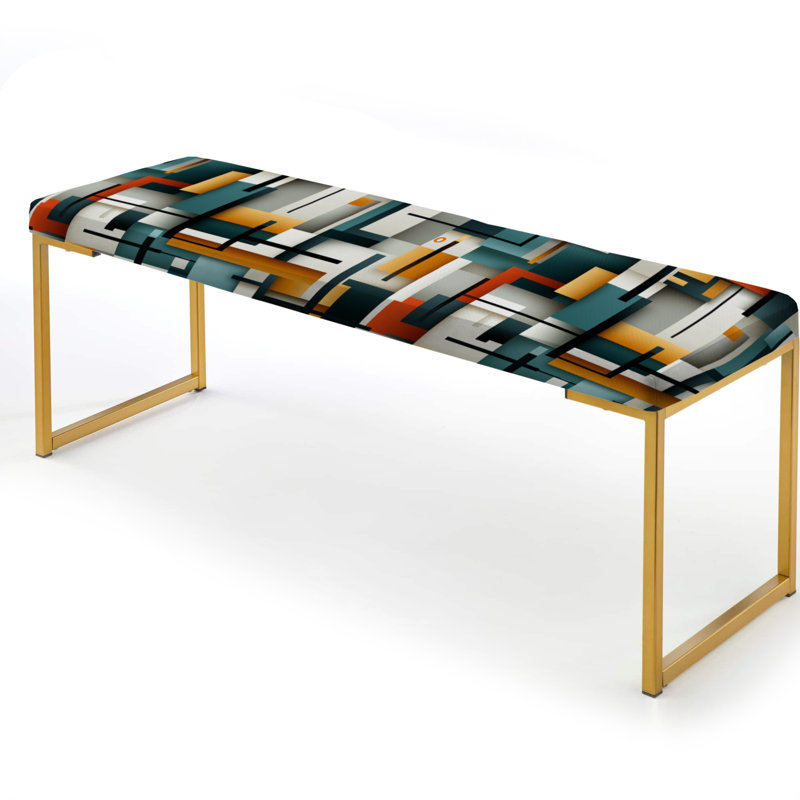 Banc rembourré géométrique doré, Metropolitan Cubic Geometric