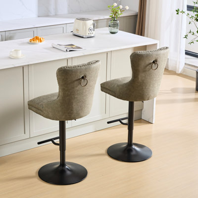 Support confortable avec hauteur réglable, cuir pu pour îlot de cuisine de pub olive, de 2 tabourets, 2 chaises