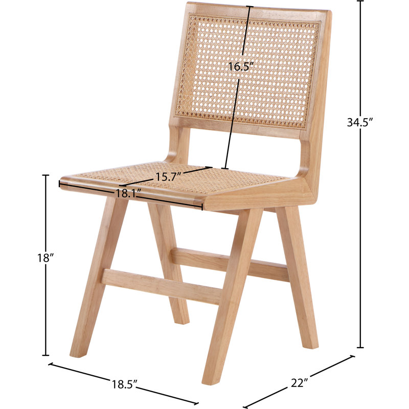 Preston Abraxas Solid Wood Full Back Side Chair, Natural Natural Cane