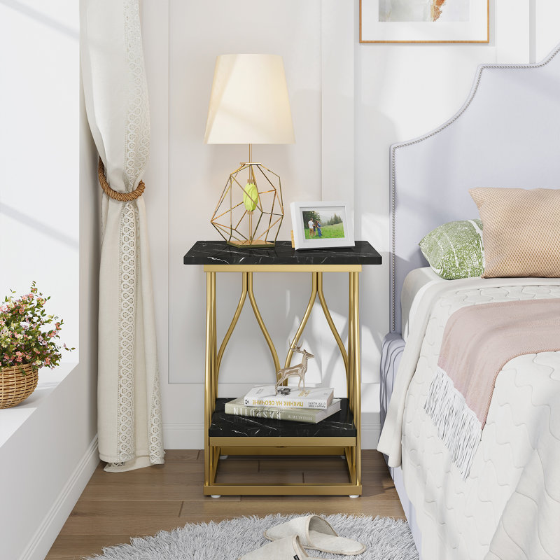 Karlov Frame End Table, Gold, Black