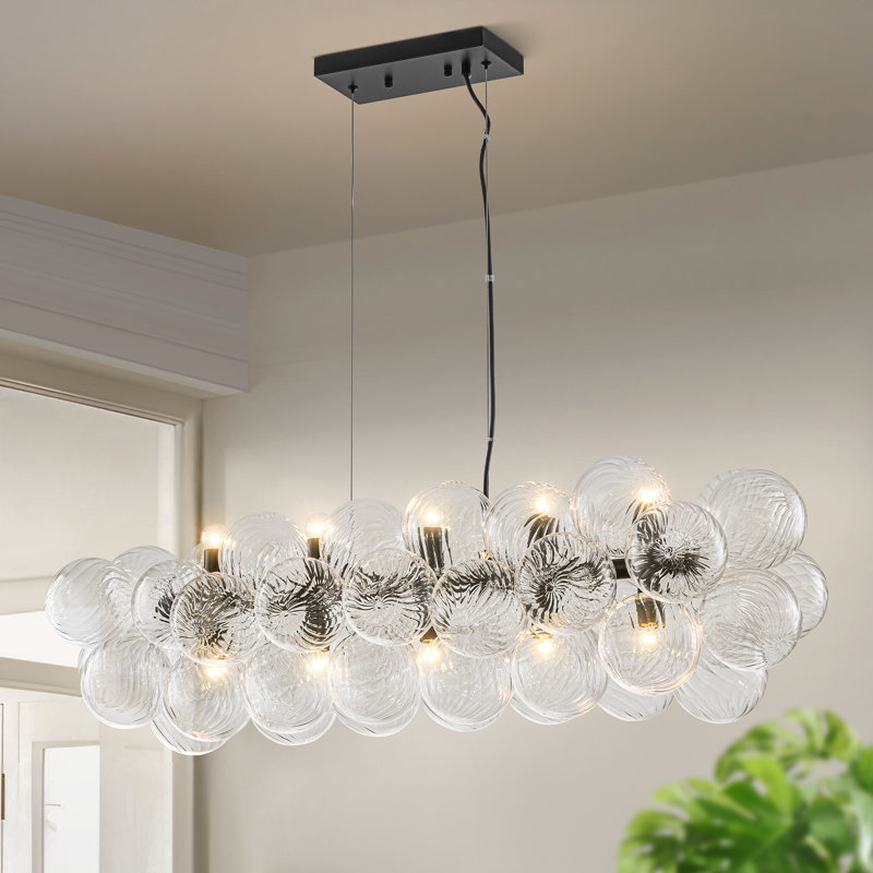 Lustre tourbillon 10 lumières en verre, Noir mat