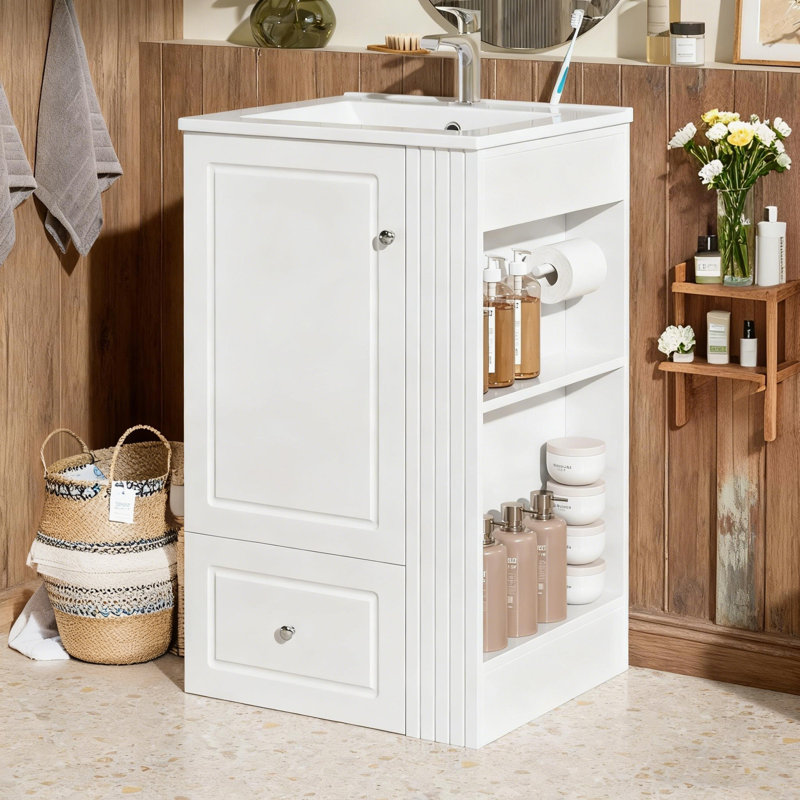 Ensemble de meuble-lavabo simple 20 po avec lavabo en céramique, Blanc
