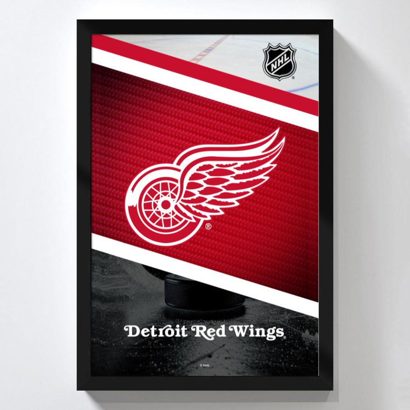 Décoration murale des Red Wings de Détroit (LNH), H 48 po x l 32 po, Acrylique encadré, Noir