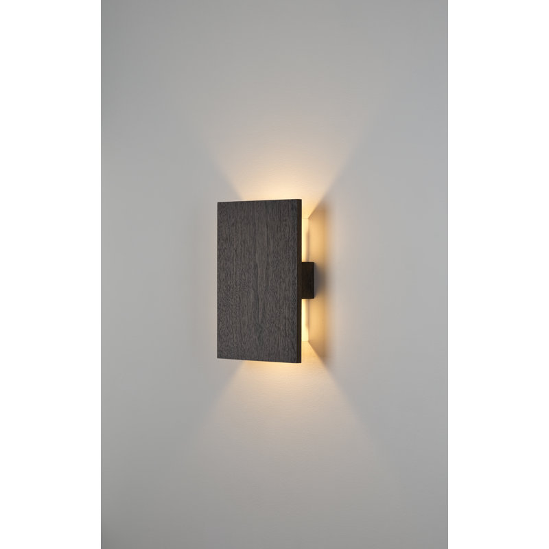Tersus Solid Wood LED Flush Mounted Sconce, Brushed Aluminum, Dark Stained Walnut, 2700K (Warm) 0-10V
