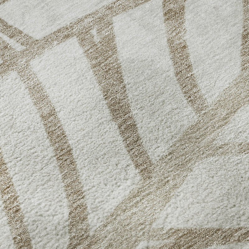 Tapis beige de qualité supérieure lavable à la machine, Rond 8 pi