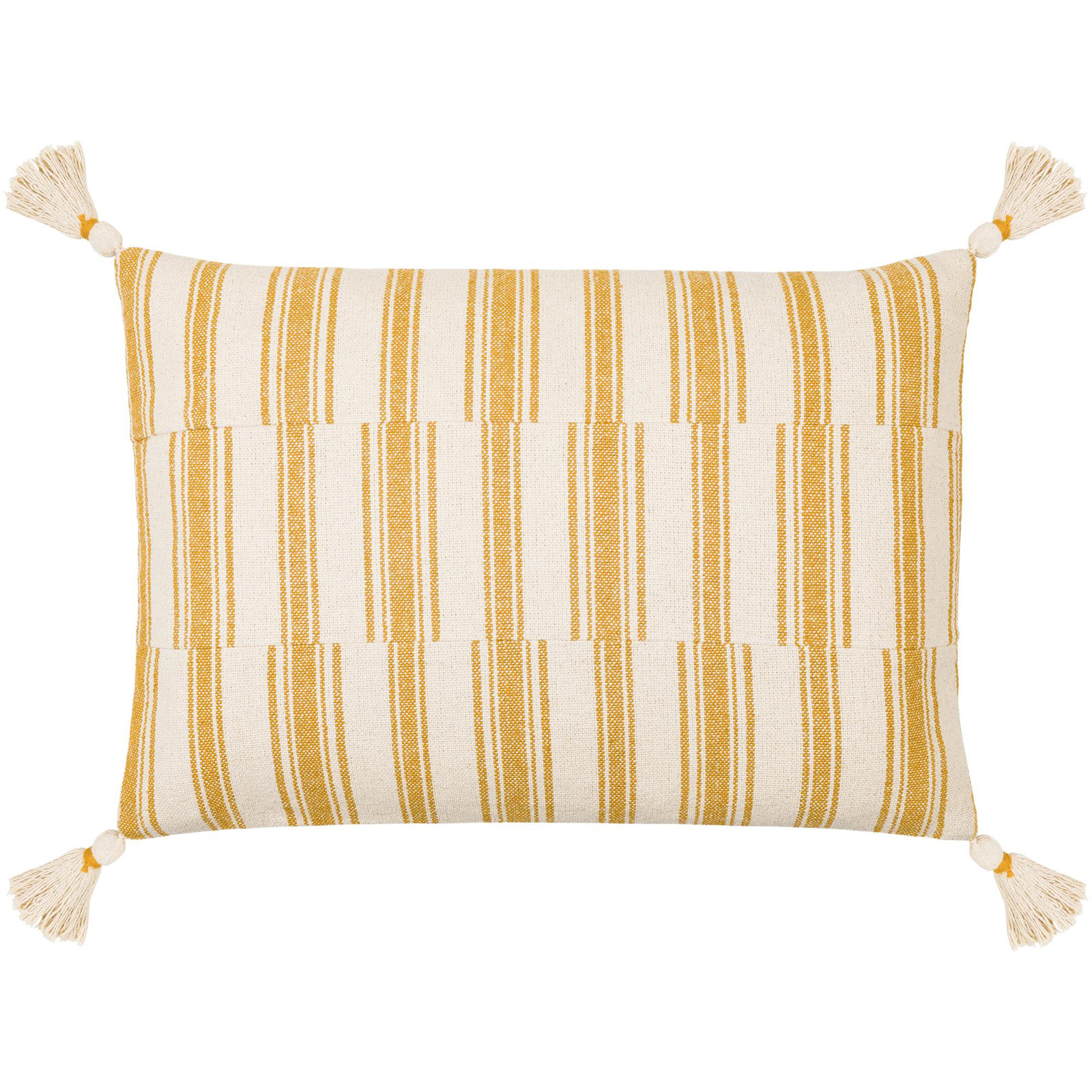Robbia Tassels Cotton Lumbar Throw Pillow, Polyester/Polyfill