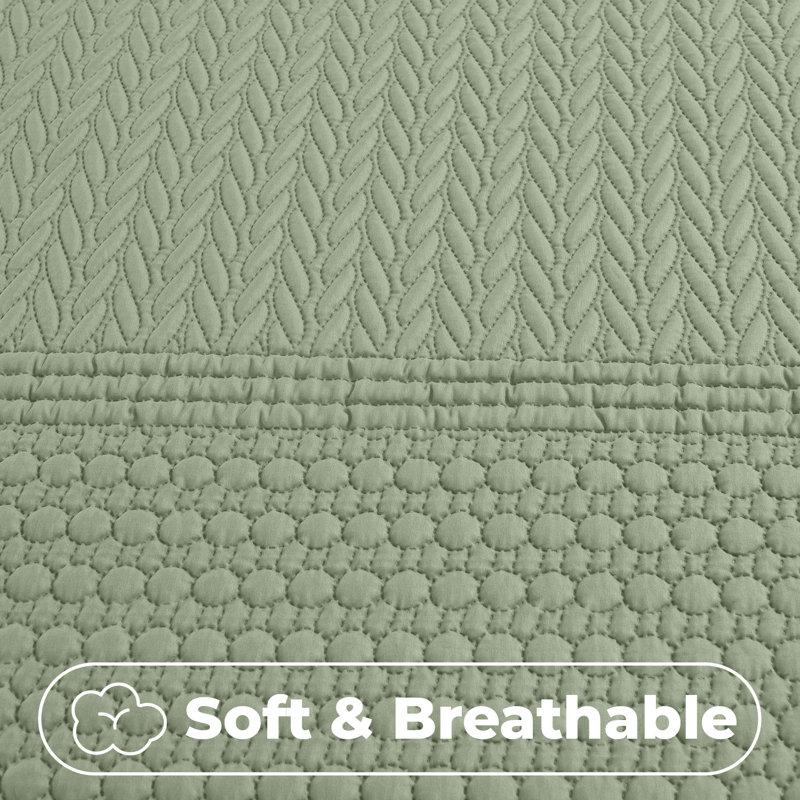 3D Embossed Allover Pattern Paloma Duvet Set, King Duvet Cover Set, Green, 3