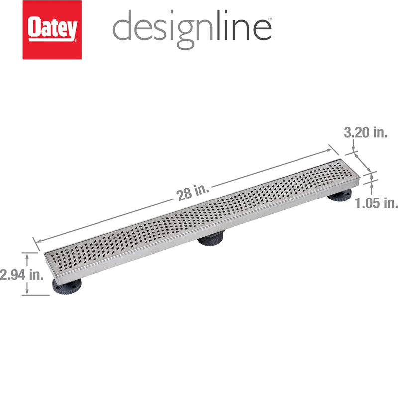 Stainless Steel Linear Shower Drain Wave Grate, 28"