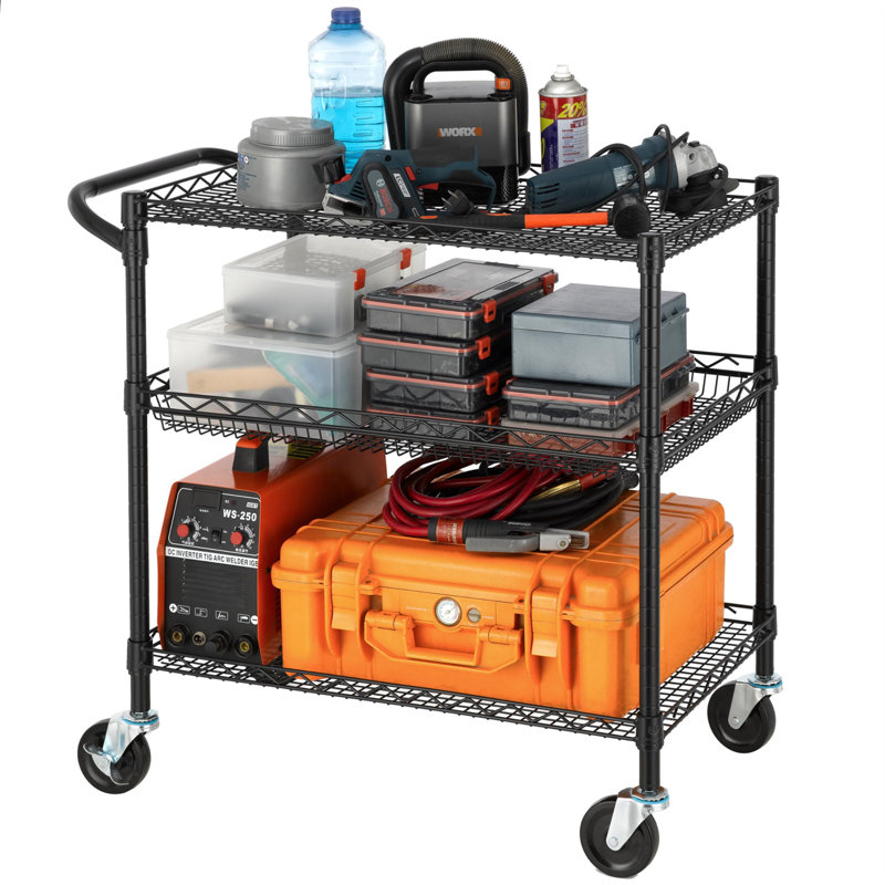 Utility Cart with Wheels, Black