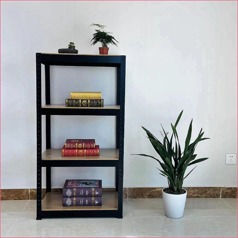 Tablettes de rangement - Étagère ajustable en métal robuste à 4 niveaux, 23,6 po x 15,7 po x 47,2 po, noir | Acier | Industriel