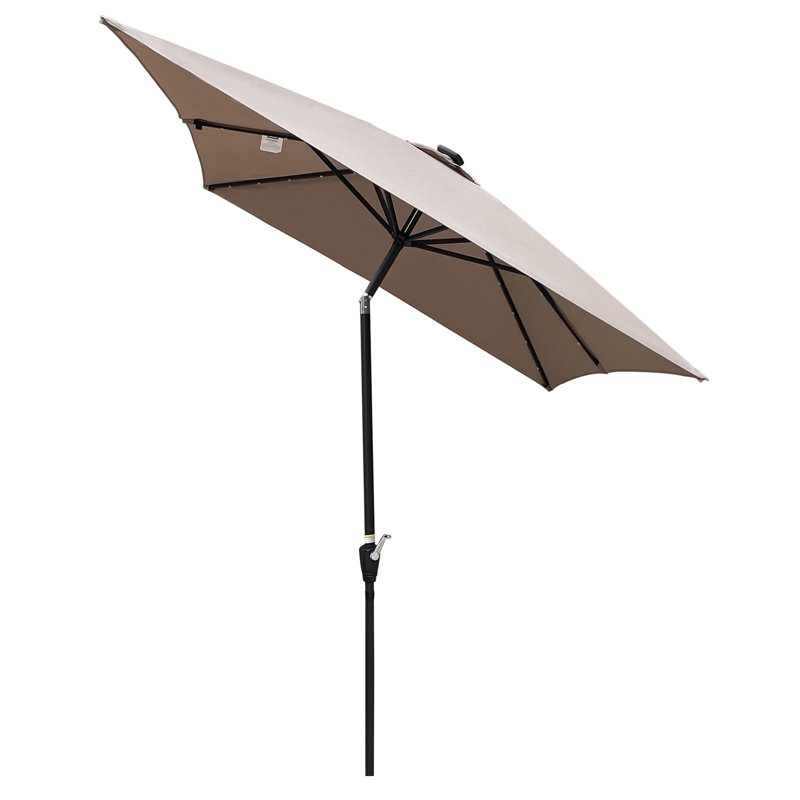 Rectangular Patio Solar LED Lighted Outdoor Umbrellas With Crank And Push Button Tilt For Garden Backyard Pool Swimming Pool