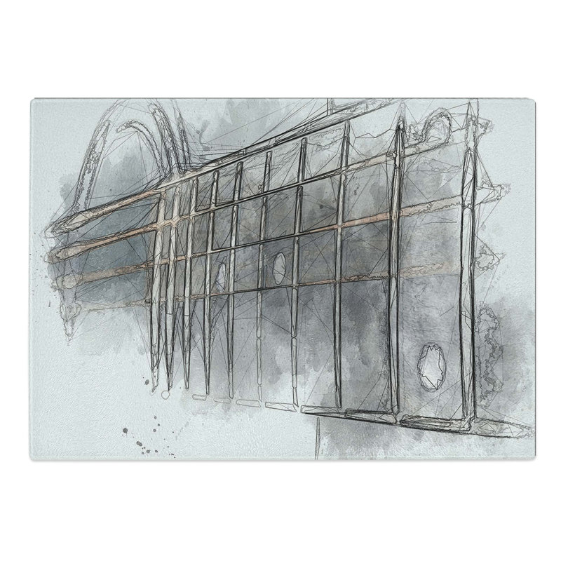 Tempered Glass Strings of the Guitar Chopping Board, 28.5 cm W x 20 cm L