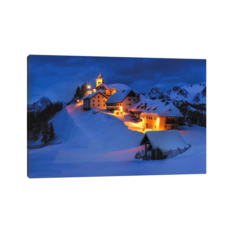 A Blue Night, Monte Santo Di Lussari, Borgo Lussari, Tarvisio, Udine, Italy by Jim Nilsen - Wrapped Canvas Gallery-Wrapped Canvas Giclée