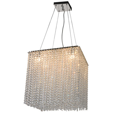 9-Light Chrome Chandelier With Clear Crystals