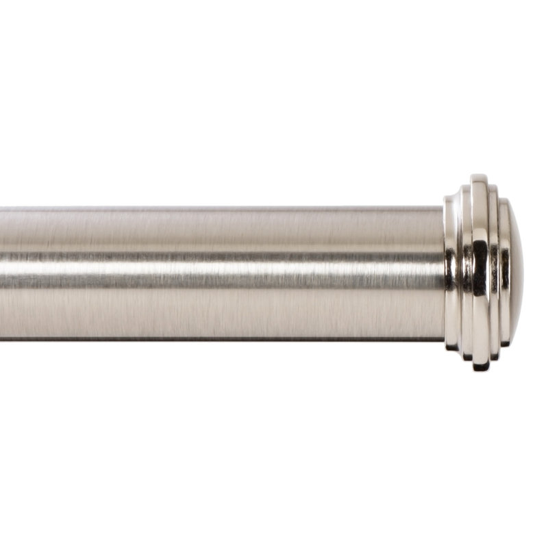  Tringle de rideau de fenêtre, embout décoratif, tringle de 1 po, 72 à 144 po, nickel brossé, Nickel brossé, 72" - 144"